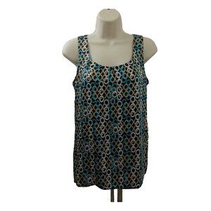 DANA BUCHMAN Sleeveless Blouse Tank XS Pleated Rounded Neckline Back Exposed Zip